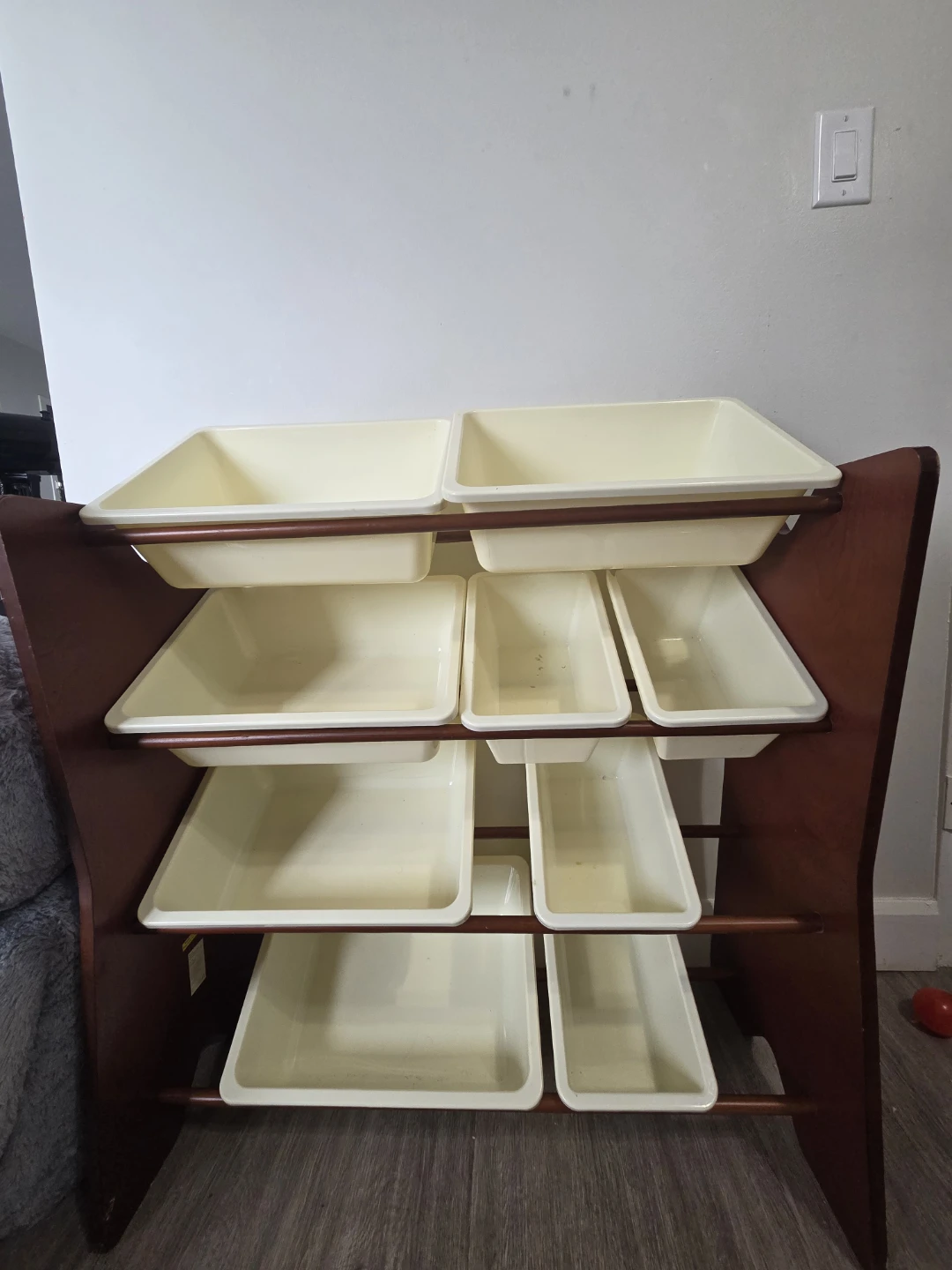 Wooden Toy Organizer with 9 Bins and some free  toys as well - photo 2