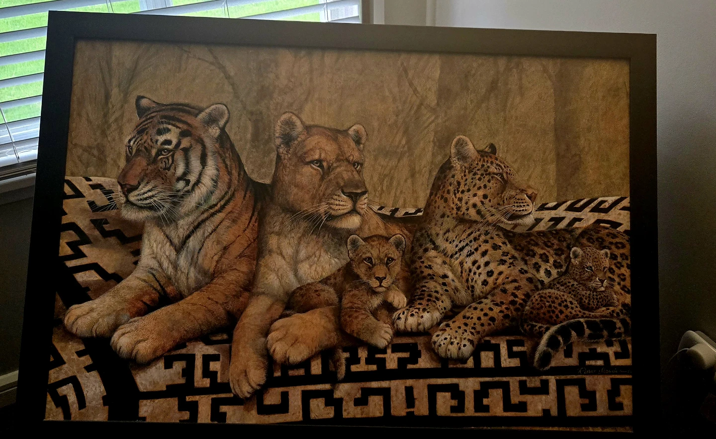 Framed Wild Cat Family Print