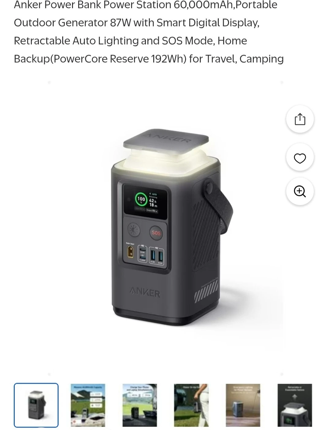 Anker Power Bank Power Station 60,000mAh 87W Generator