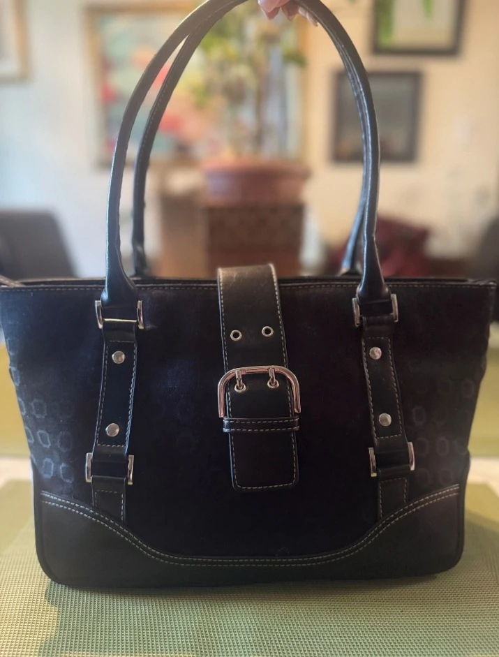 Black Tote Denver Hayes bag with detail buckle