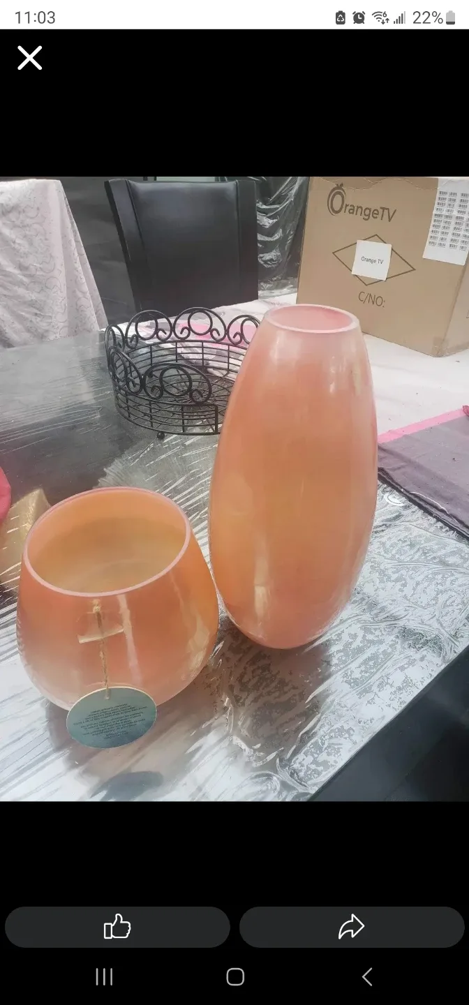 Peach Ombre Glass Vases Set