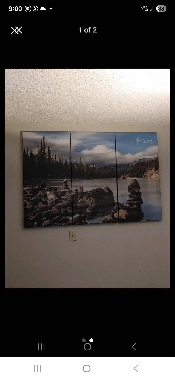 Triptych Wall Art - Lake and Forest Landscape