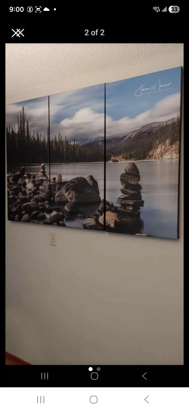 Triptych Wall Art - Lake and Forest Landscape - photo 2