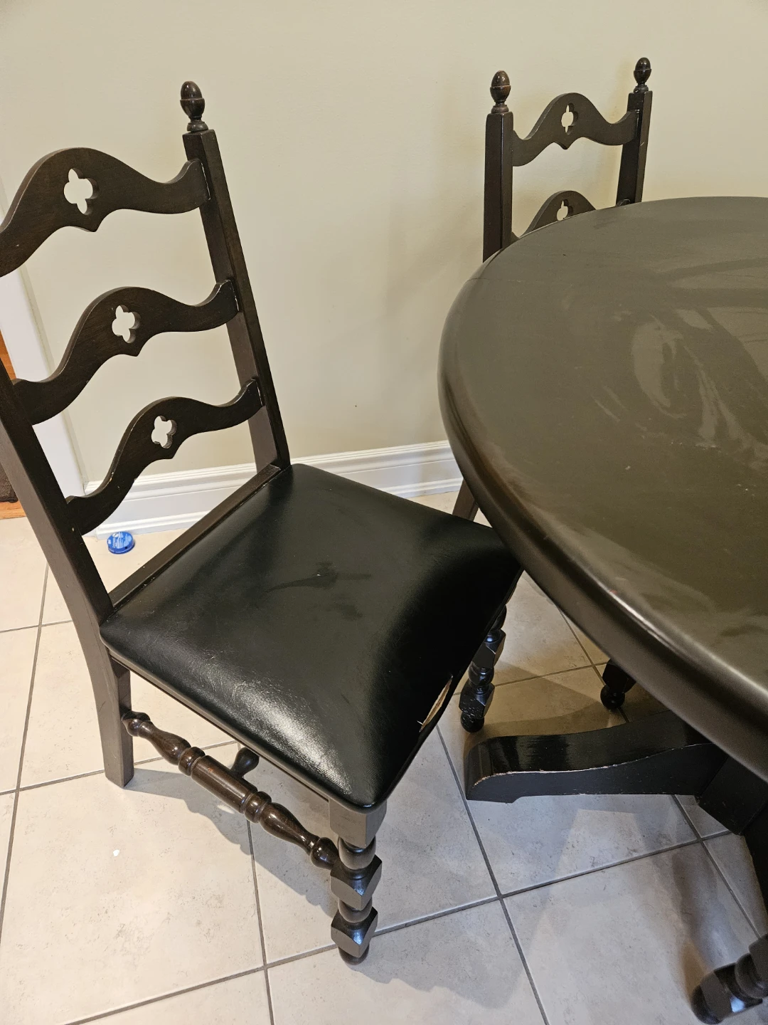 Dark Round Dining Table with 4 Chairs - photo 3