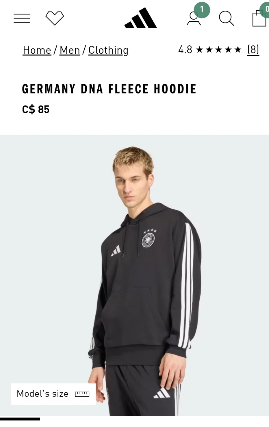 Adidas Germany DNA Fleece Hoodie NEW