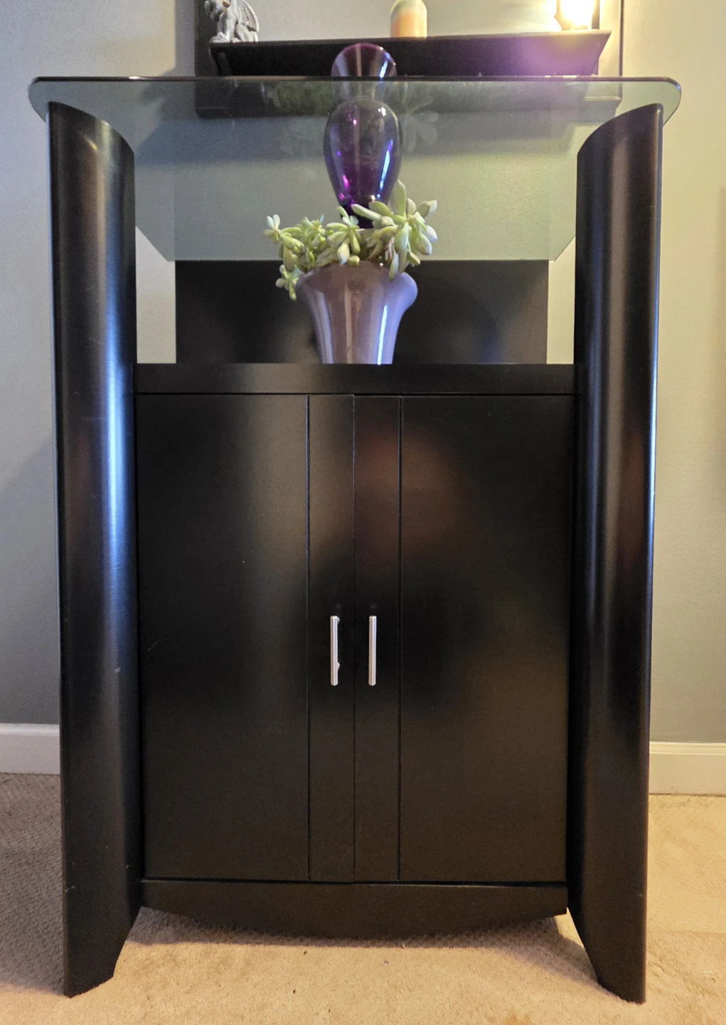 Two-Piece Black Curio Cabinet & Console/Buffet Glass Shelves - photo 3