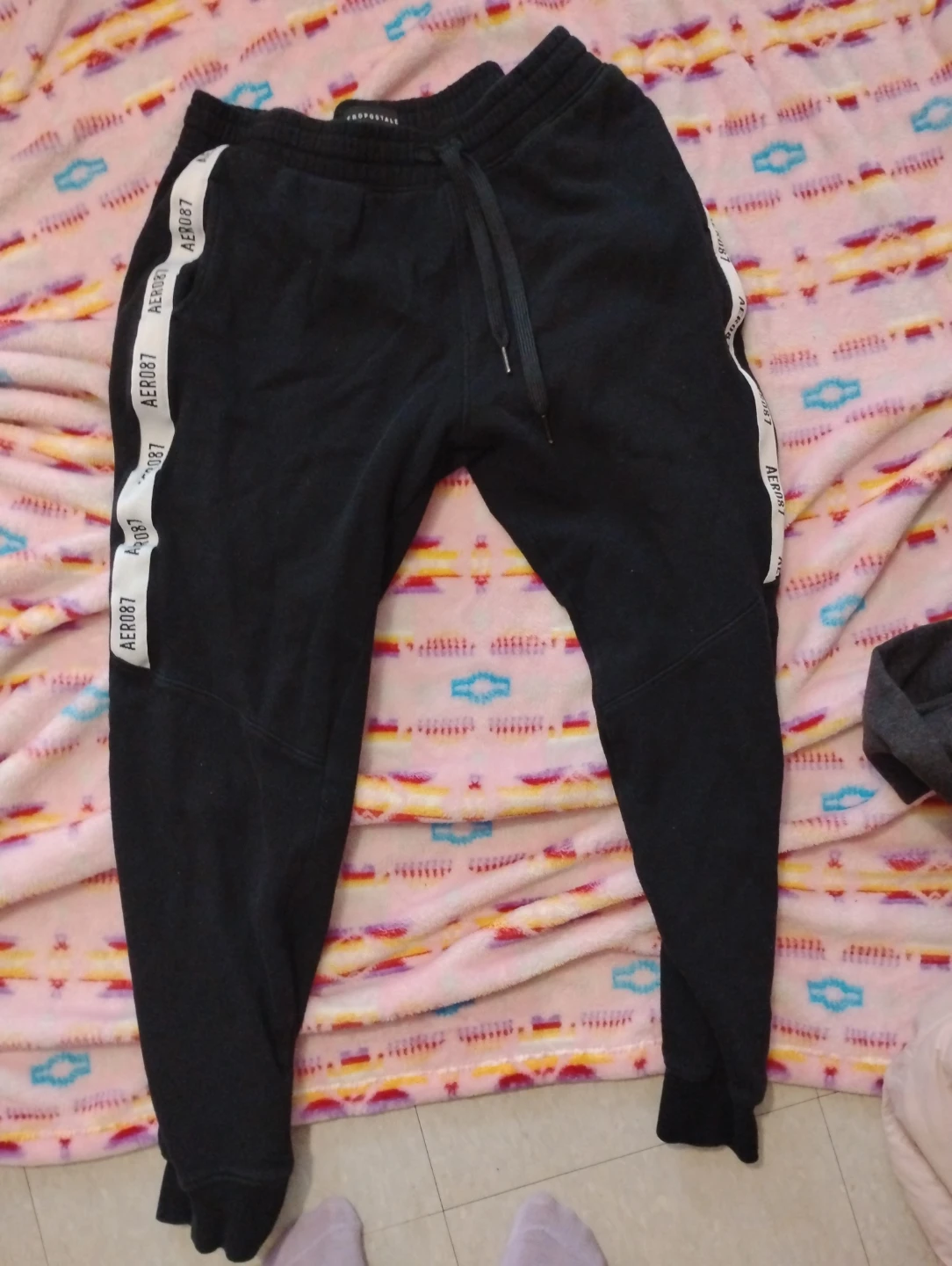 Aeropostale Black Joggers with Tape Accent