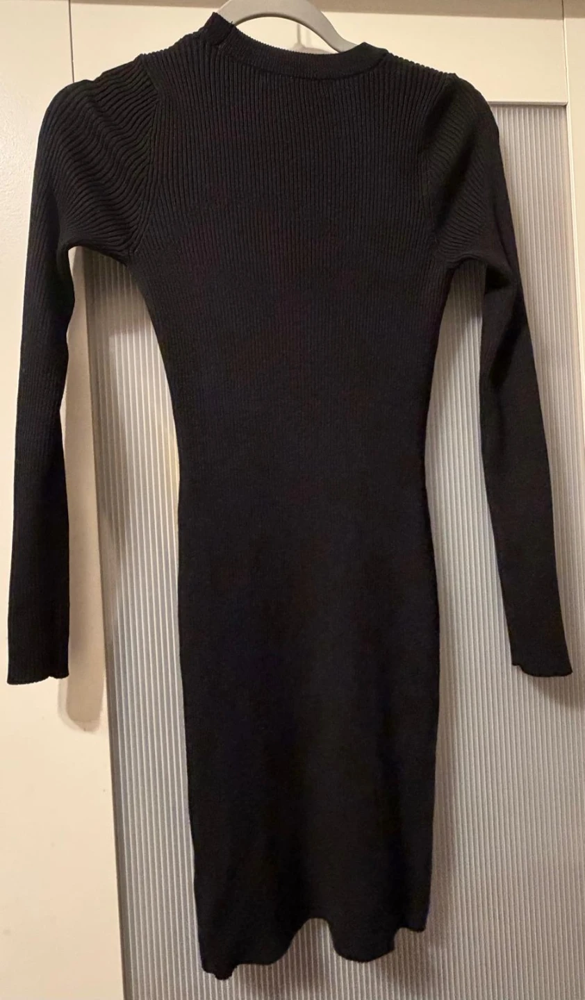 Hooked Up Black Ribbed Cutout Dress XS - photo 2