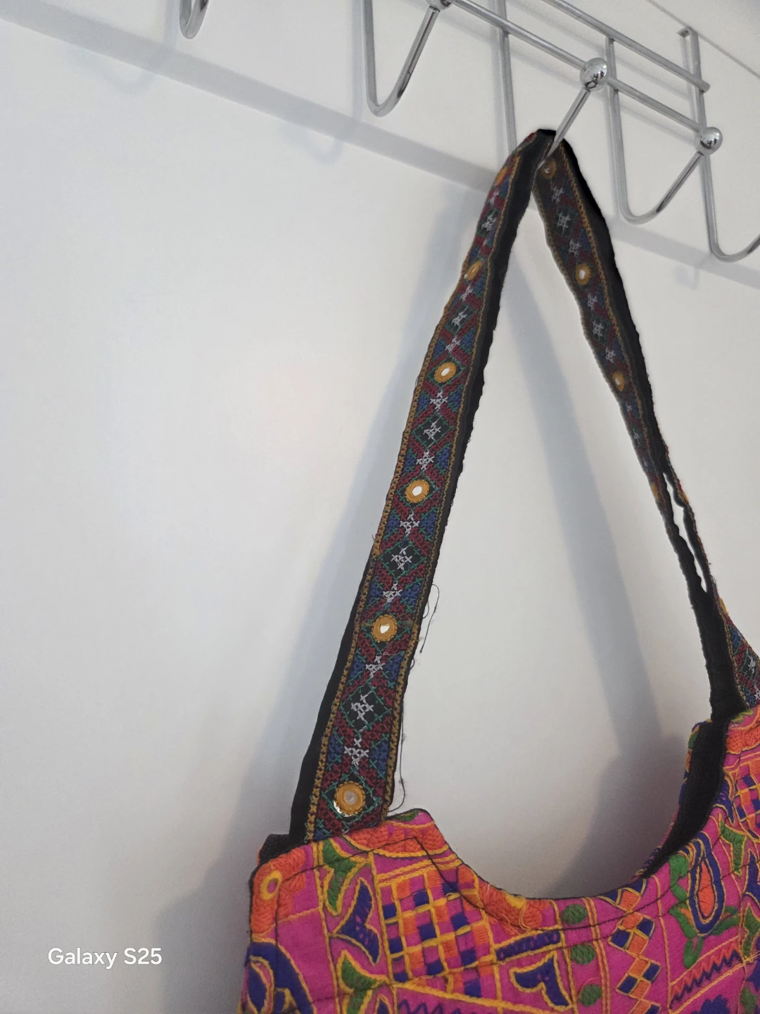 Embroidered Hobo Bag with Pom-Pom Trim - photo 3