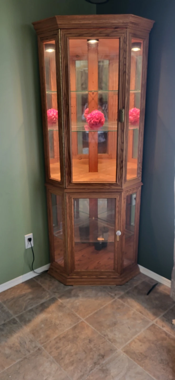 Wooden Corner Display Cabinet with Glass Doors - photo 2