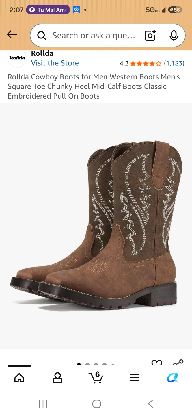Rollda Cowboy Boots - Brown, Size 8