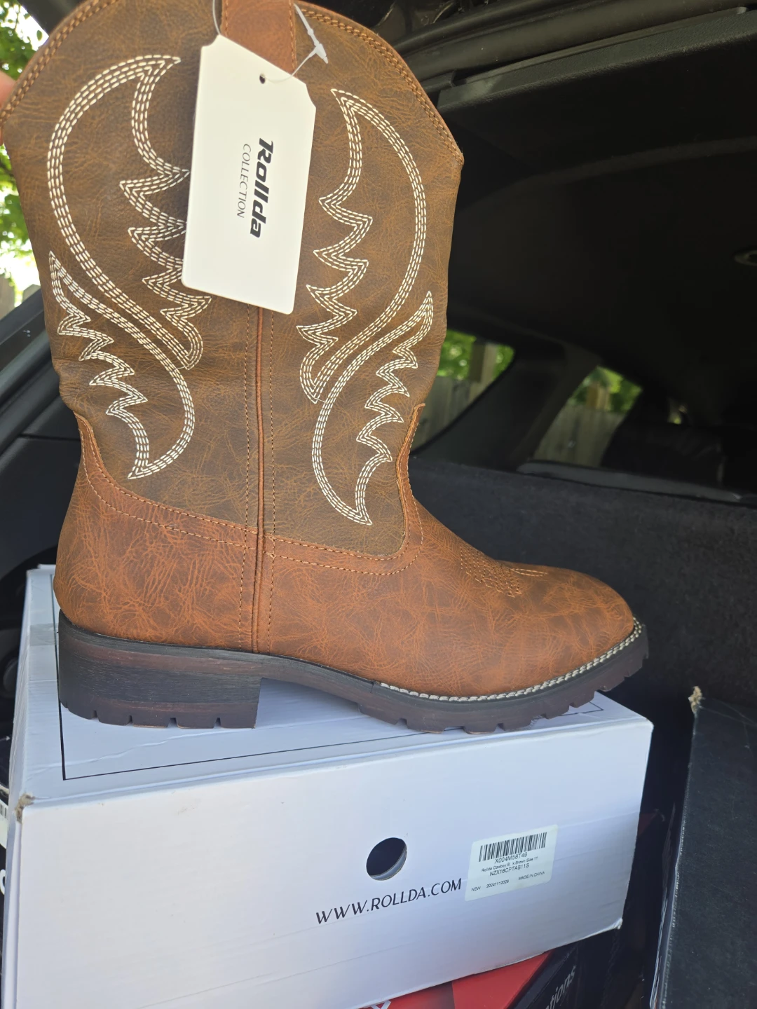 Rollda Cowboy Boots - Brown, Size 8 - photo 4