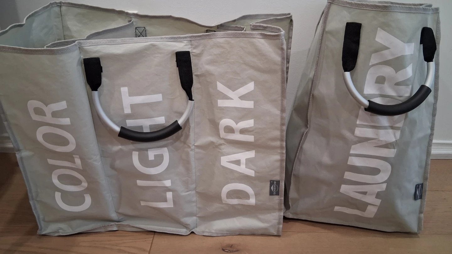 NEW TWO Foldable Fabric Laundry Baskets with Aluminium Handle - photo 2