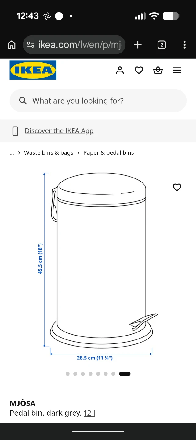 IKEA MJÖSA Pedal bin, dark grey, 12 l - photo 5