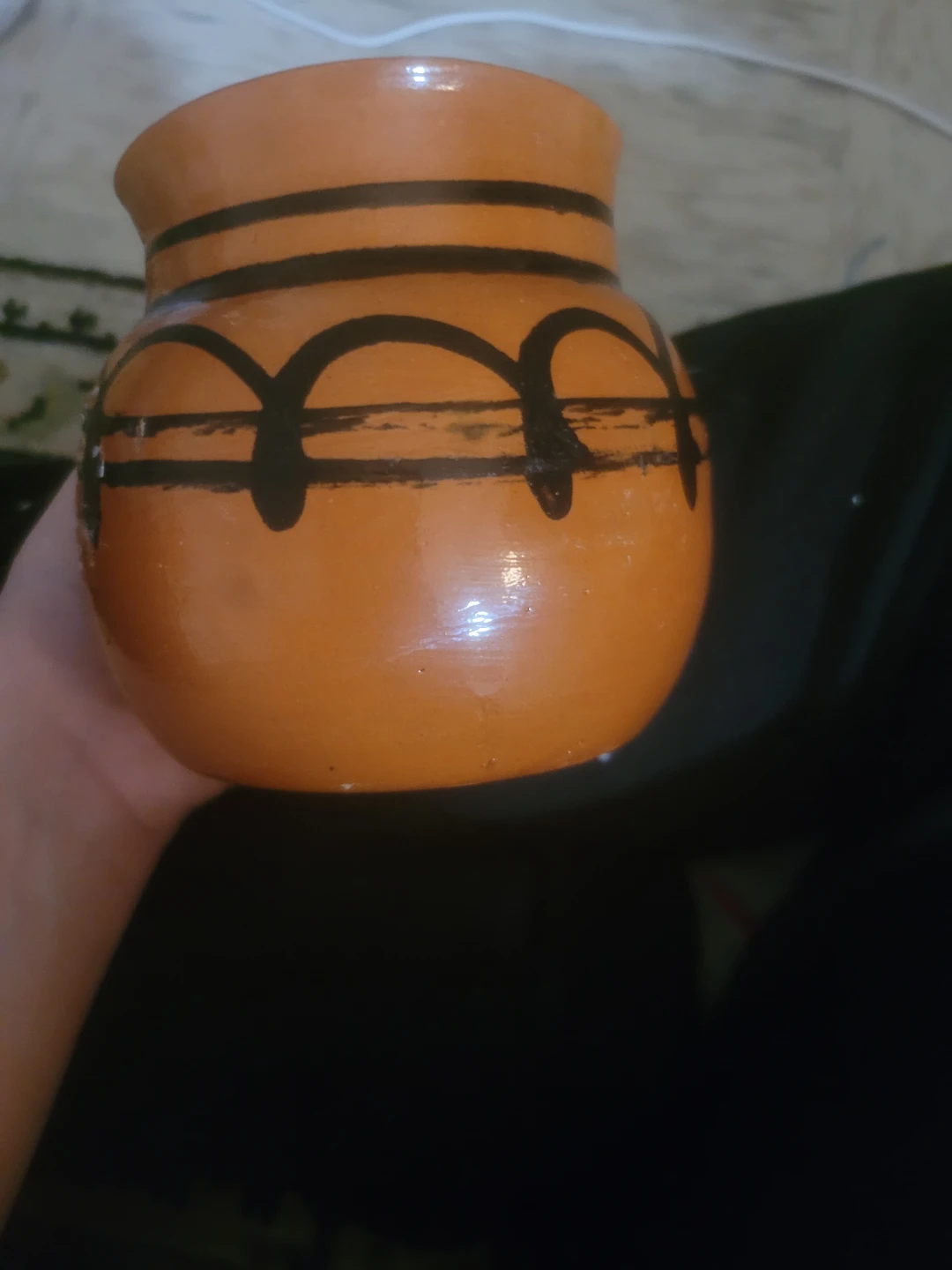 Orange Ceramic Mexican mug  with Black Design - photo 2