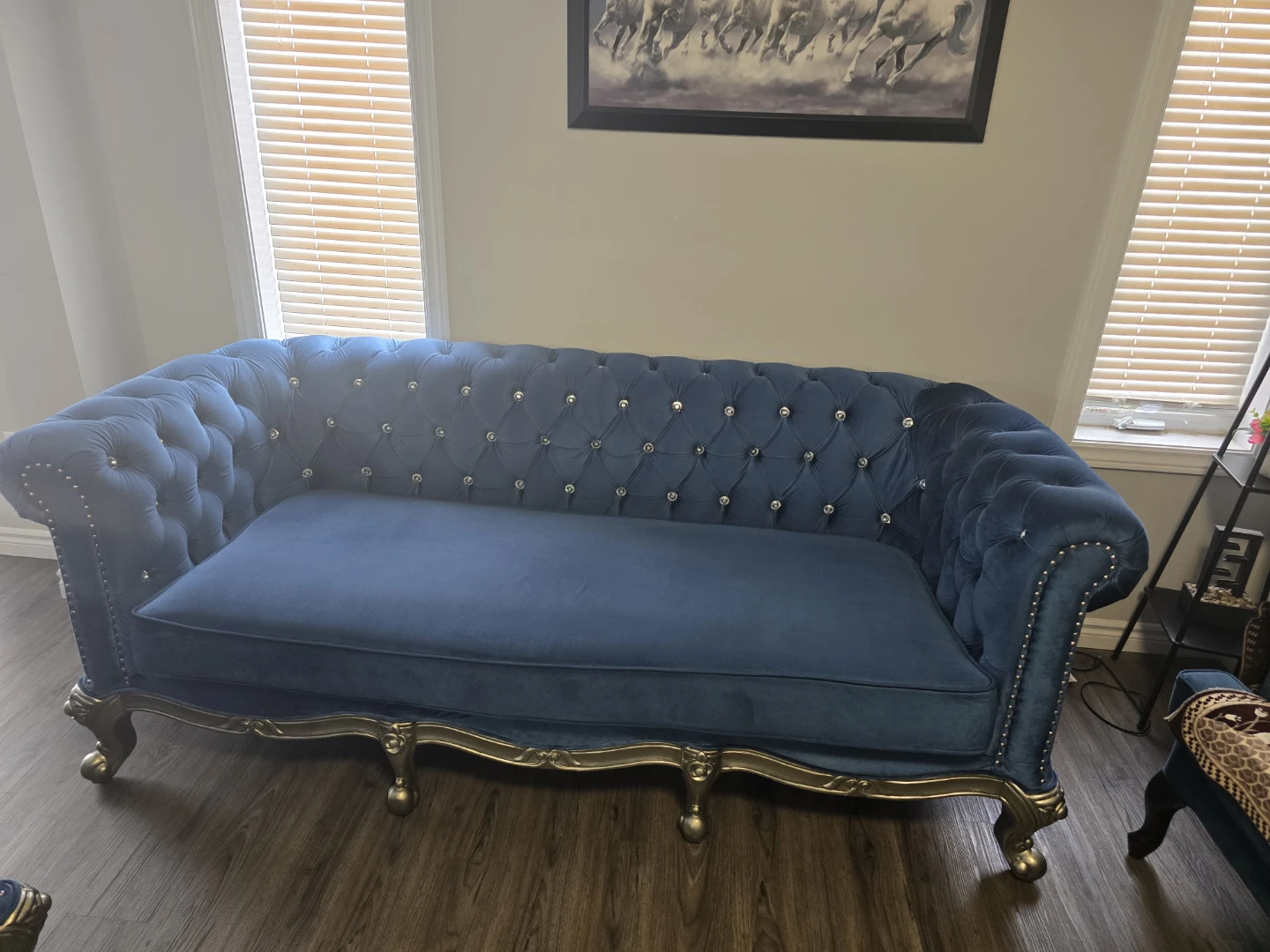 Blue Velvet Tufted Chesterfield Sofa - photo 5