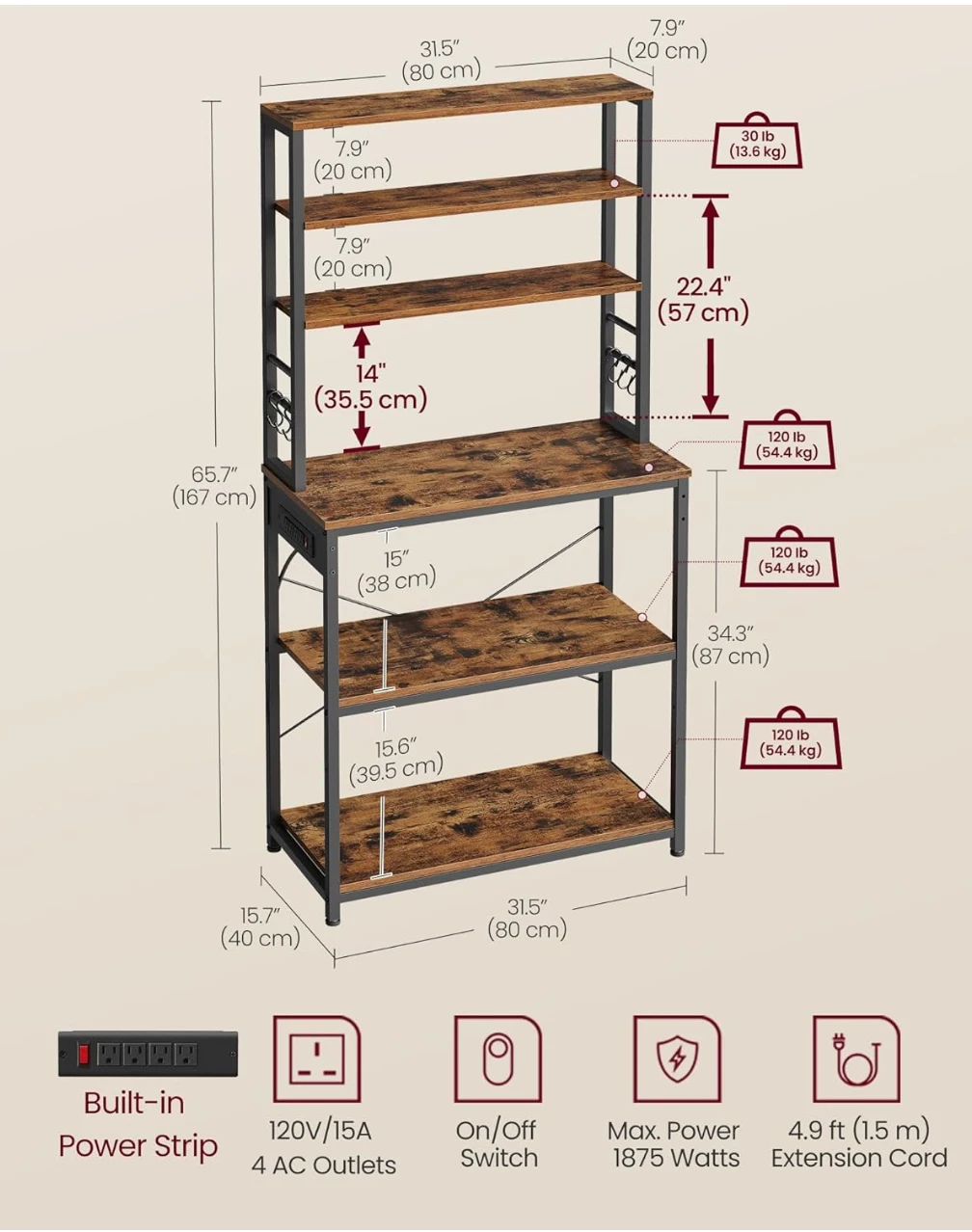 Industrial Baker's Rack with Power Strip - photo 5