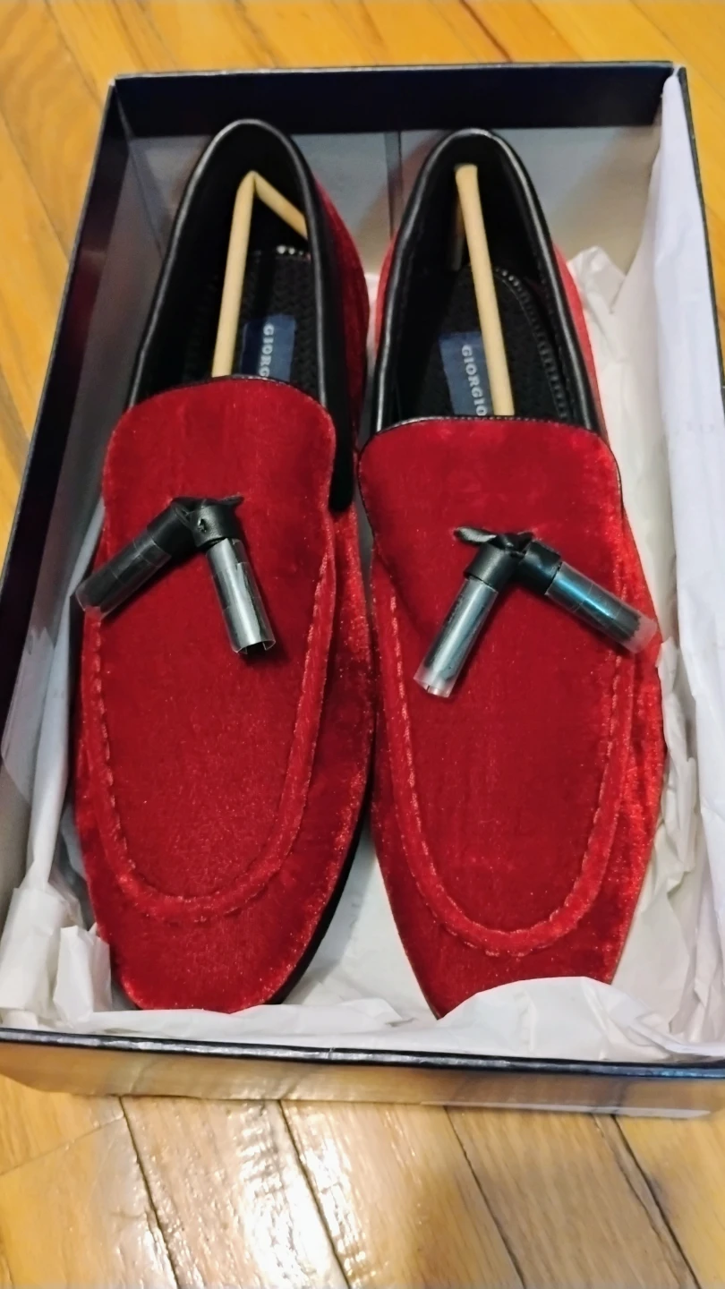 Giorgio Brutini Velvet Loafers - Red