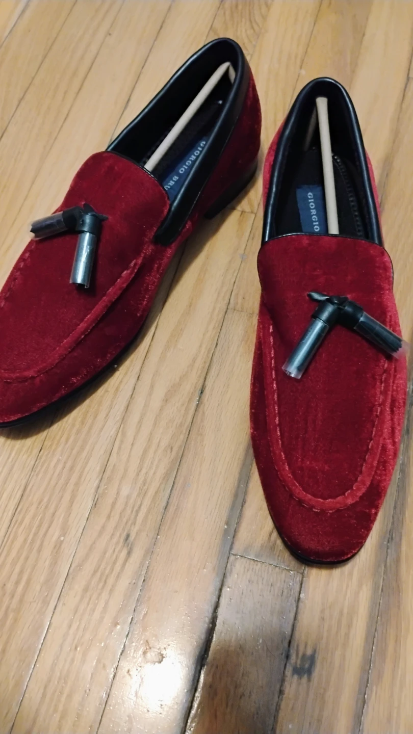 Giorgio Brutini Velvet Loafers - Red - photo 2