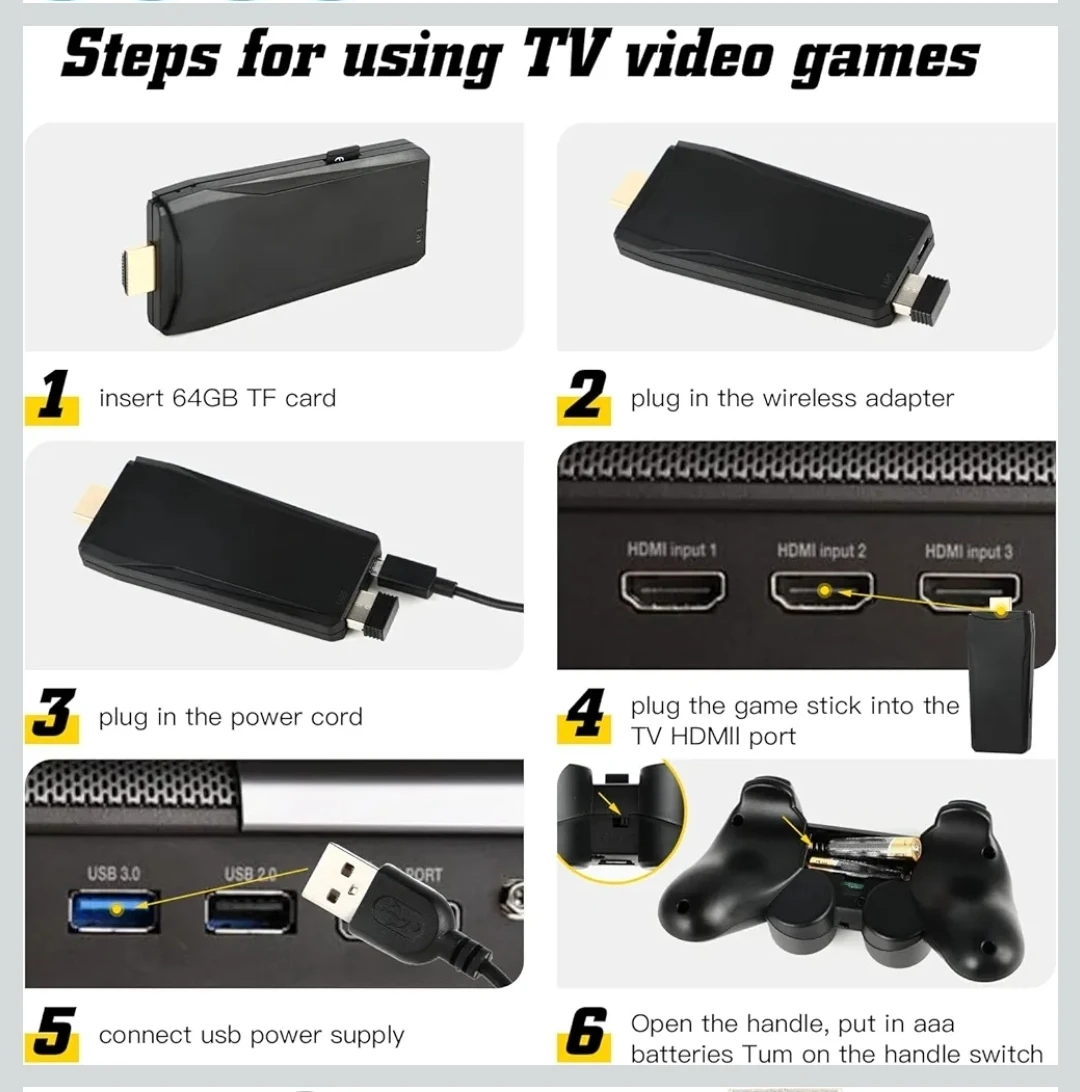 NEW TV Game Console 2 Wireless Contoller 24500+ Games 4K HDMI - photo 4