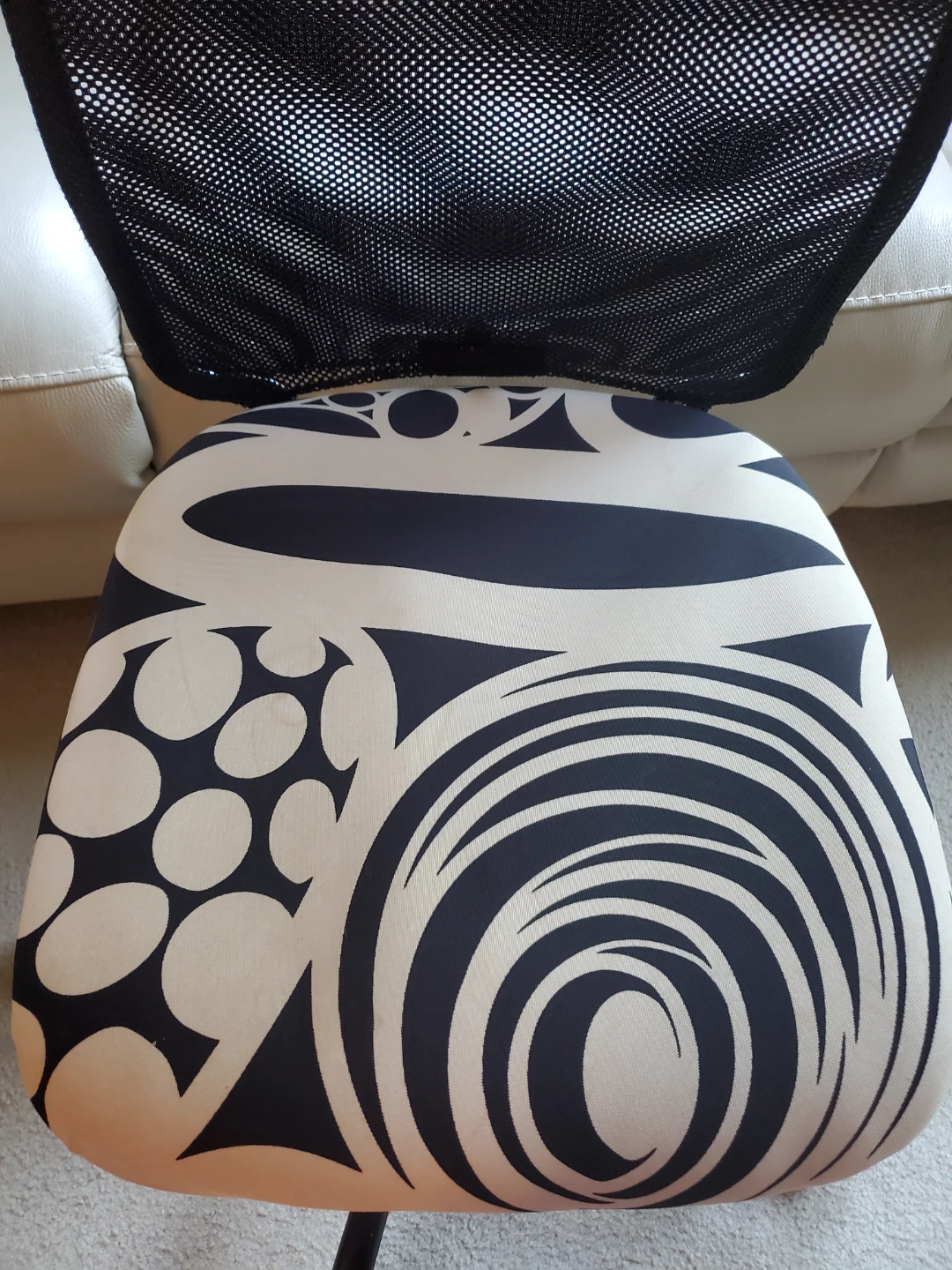 IKEA Office Chair with Custom Black and White Patterned Seat - photo 4