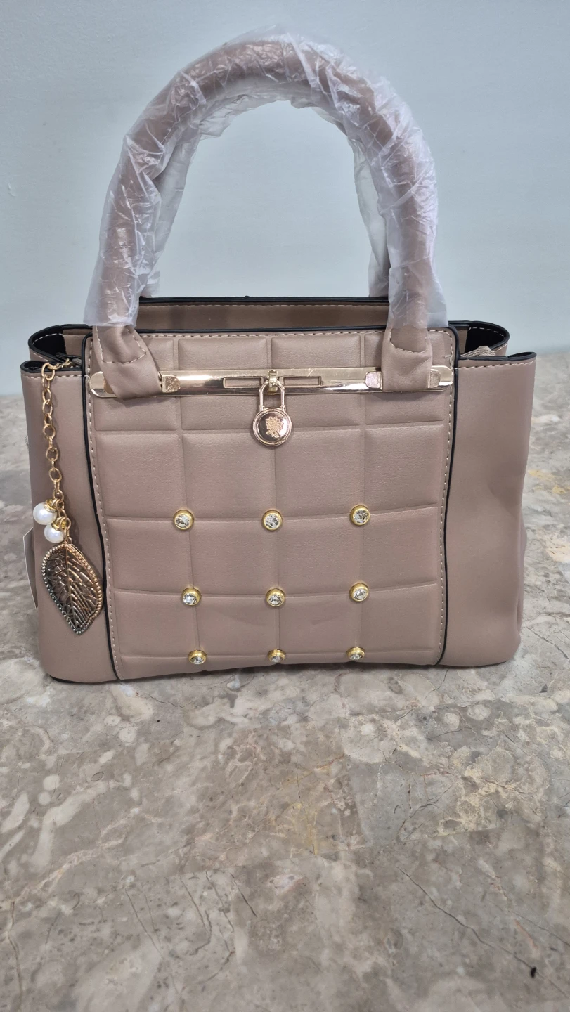 Women's Quilted Handbag with Rhinestones