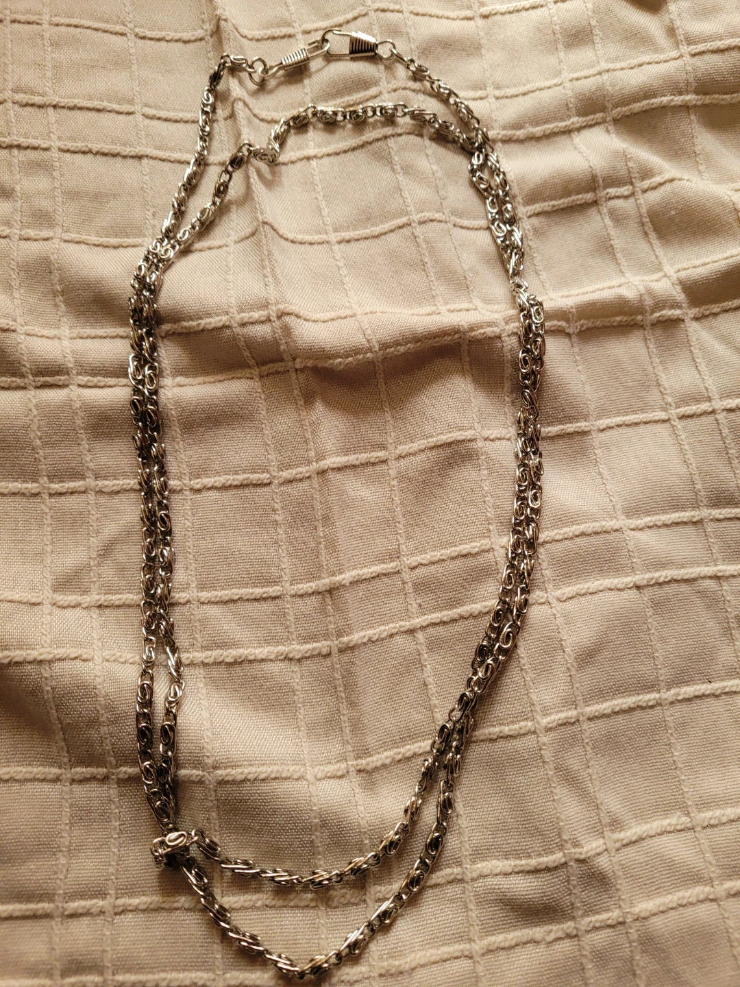 Silver tone double strand necklace