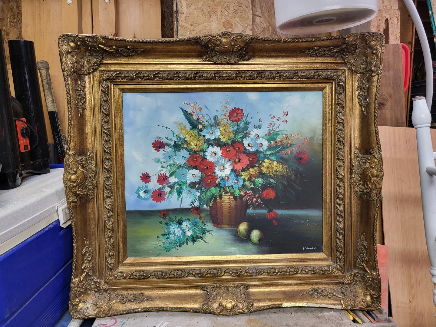 Framed Floral Still Life Painting