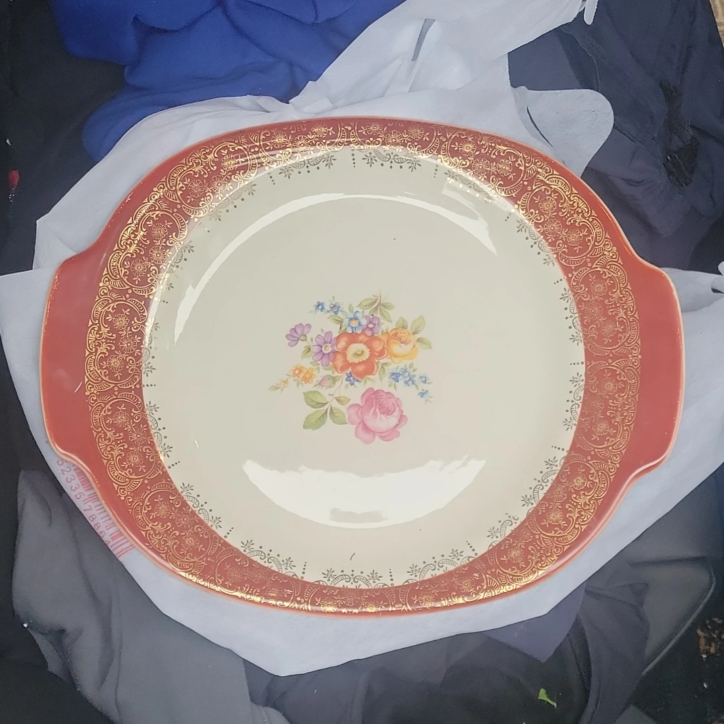 Vintage Serving Platter with Floral Design