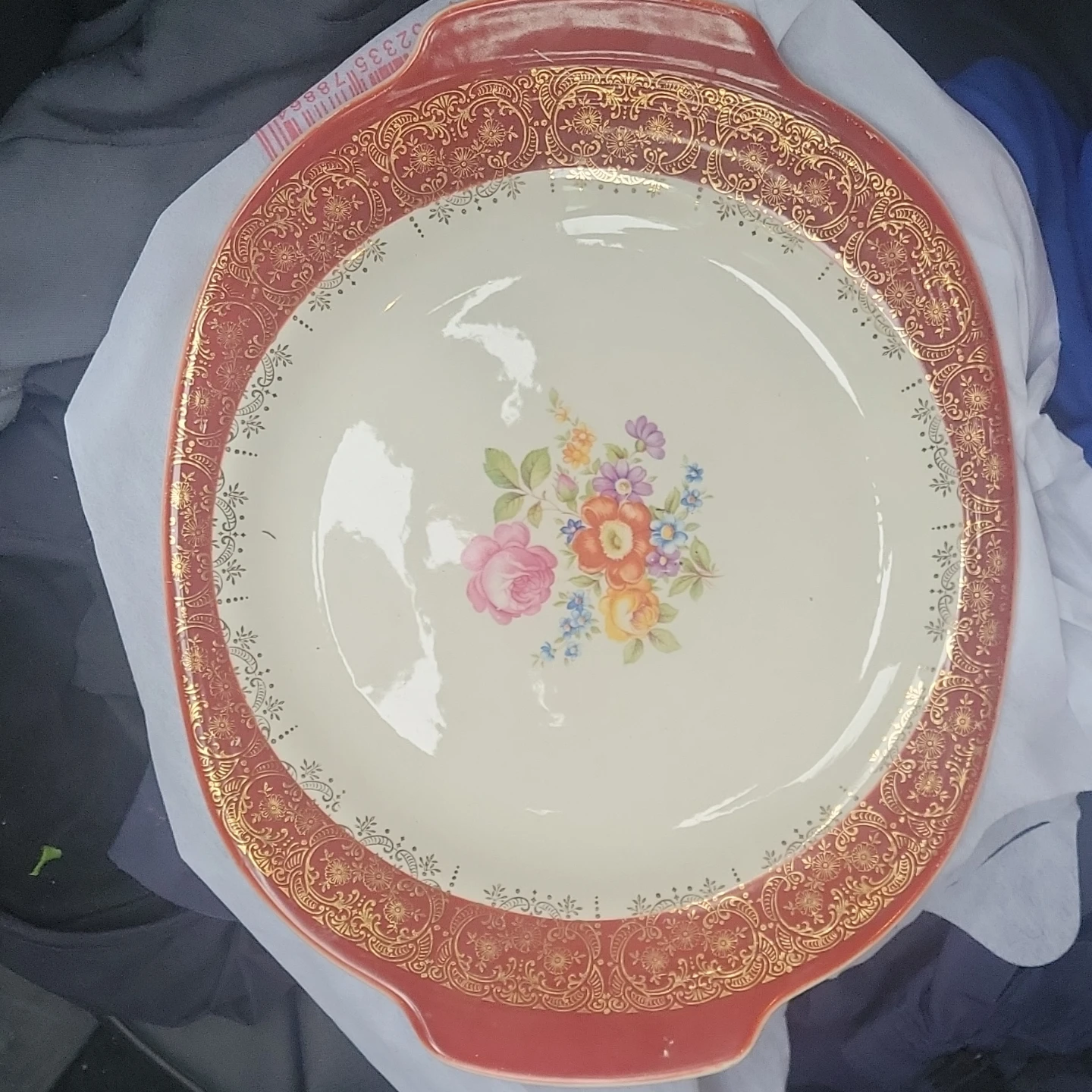 Vintage Serving Platter with Floral Design - photo 3