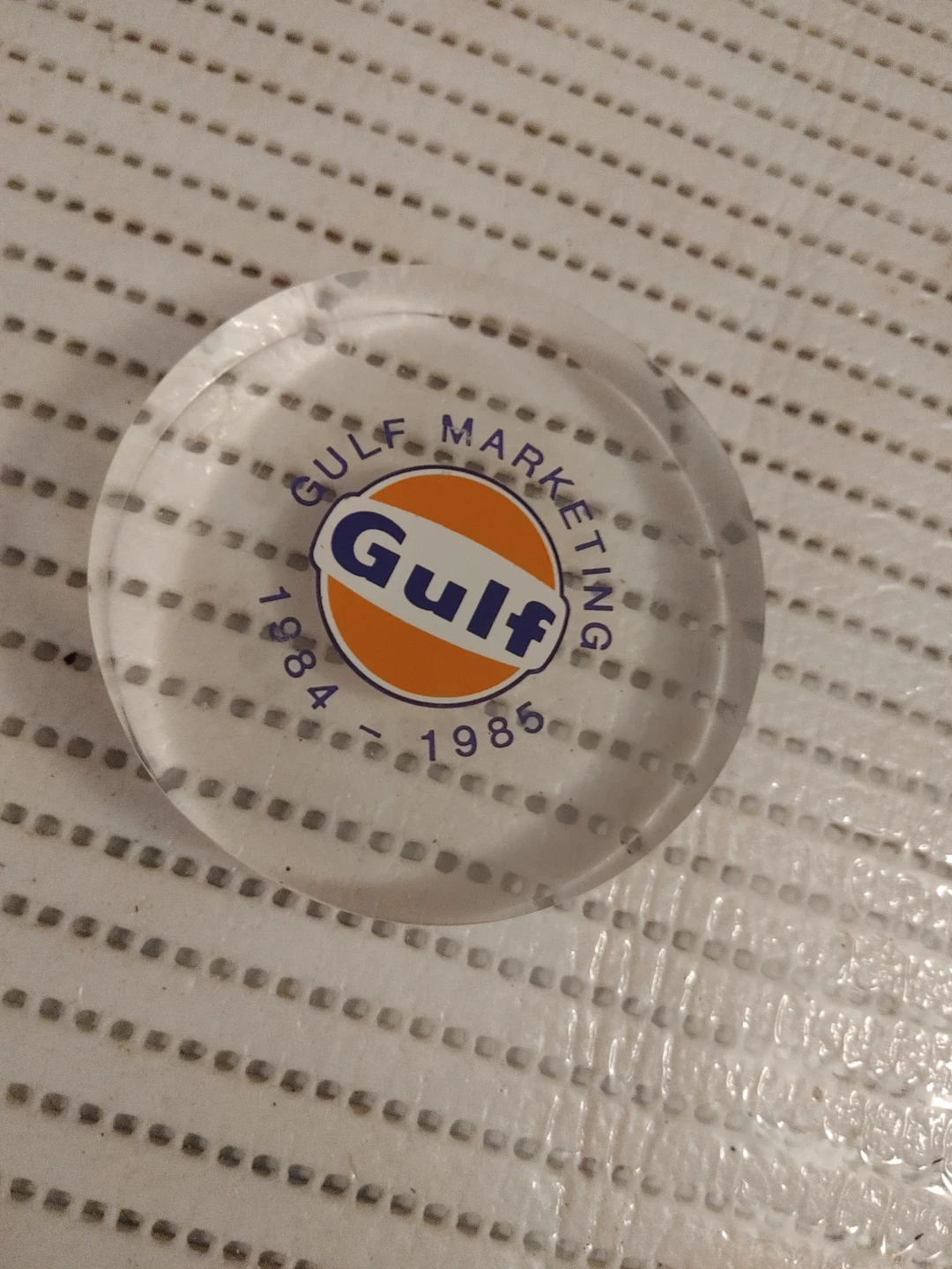 Gulf Marketing Acrylic Paperweight 1984-1985