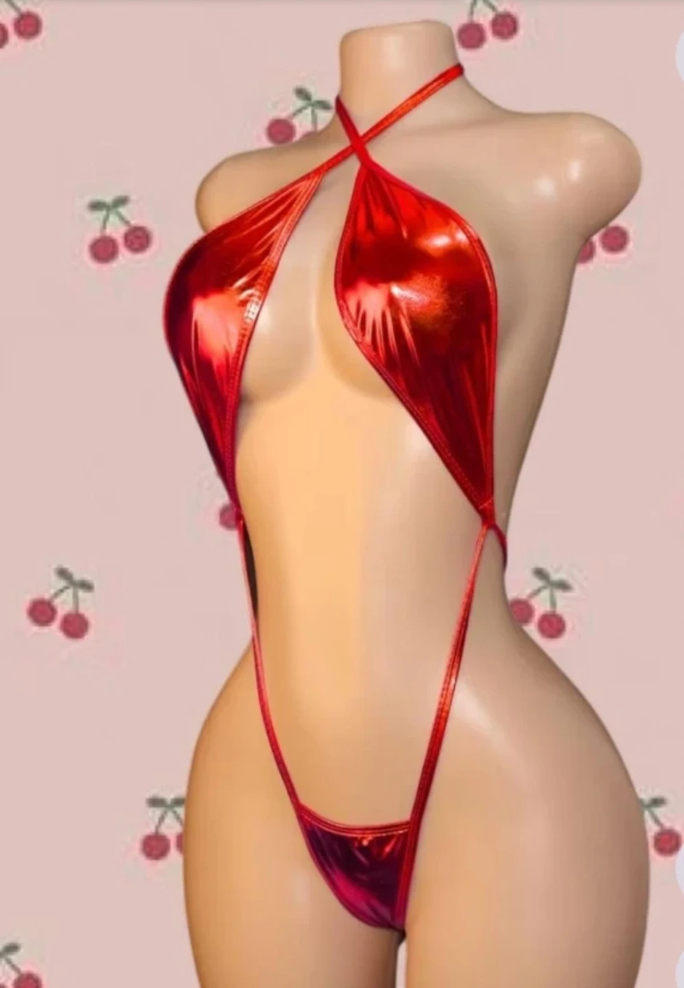 Shiny Red String lingerie