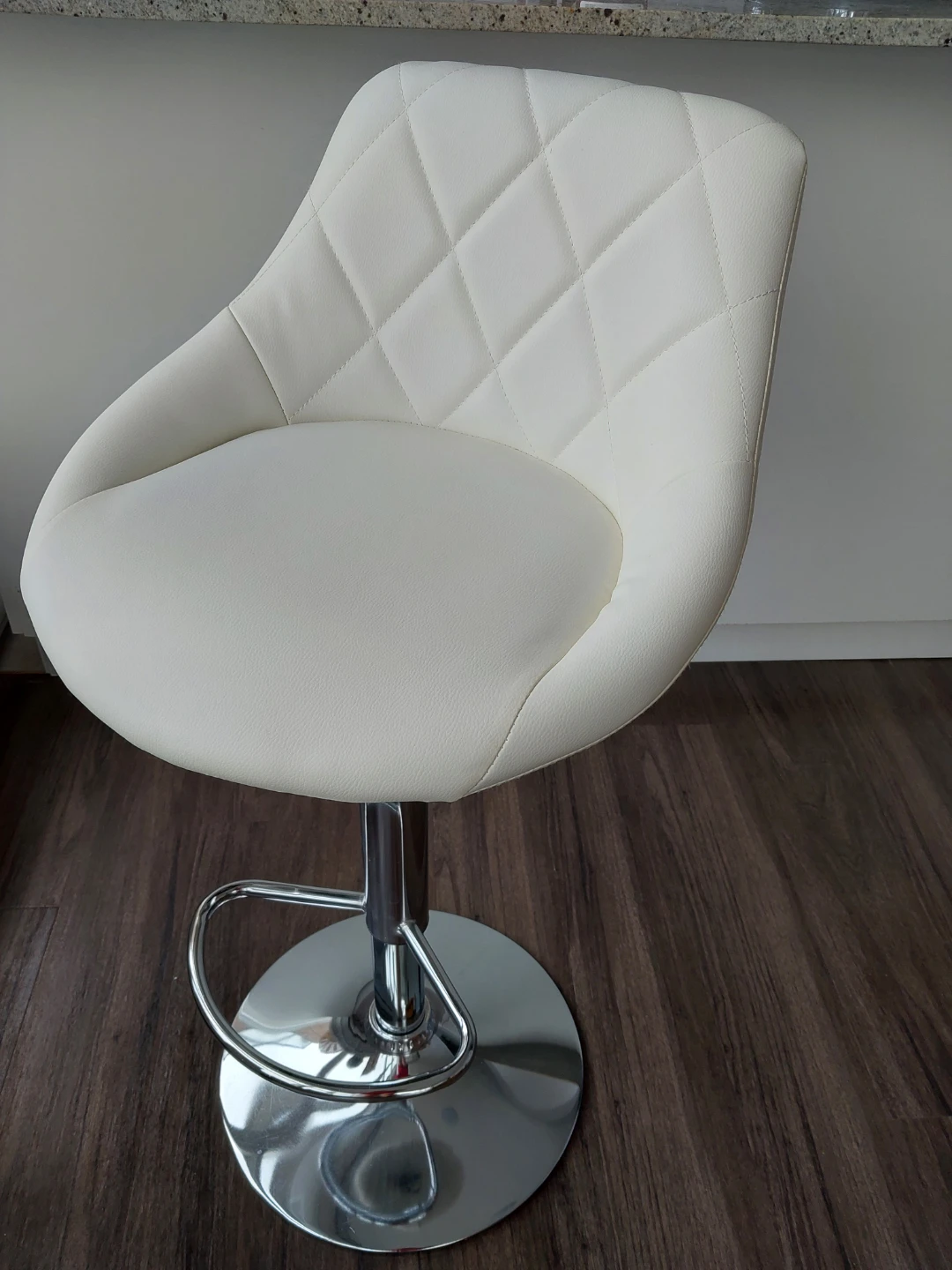 2 White Faux Leather Bar Stools