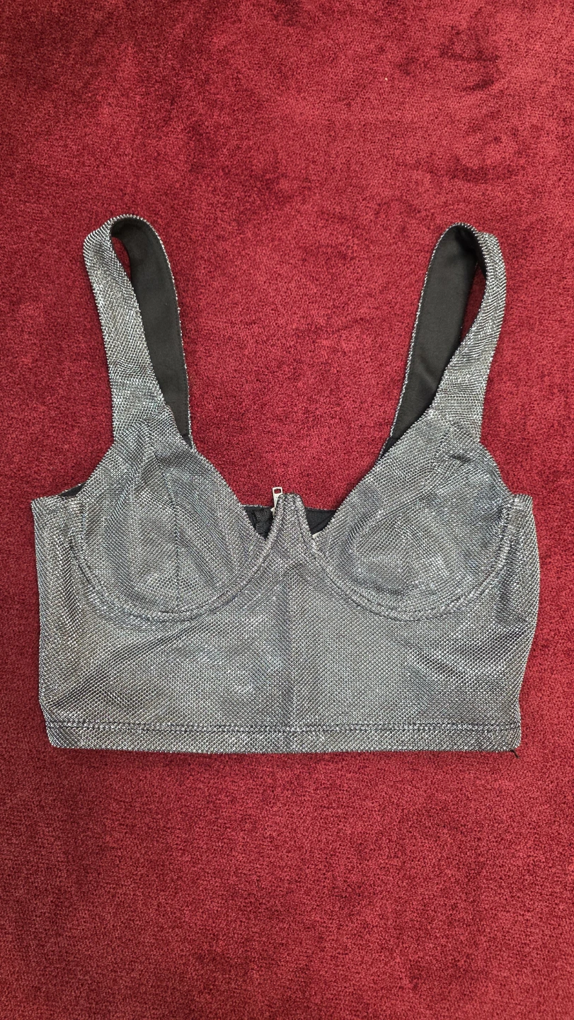 Sparkly Grey Crop Top