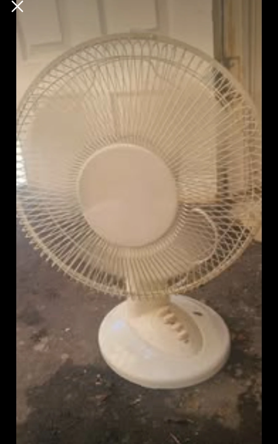 Cream coloured desk fan