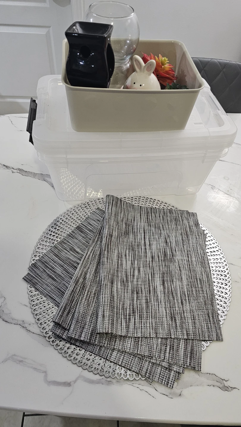 Set of 8 grey Placemats and storage boxes and decorative plants - photo 3