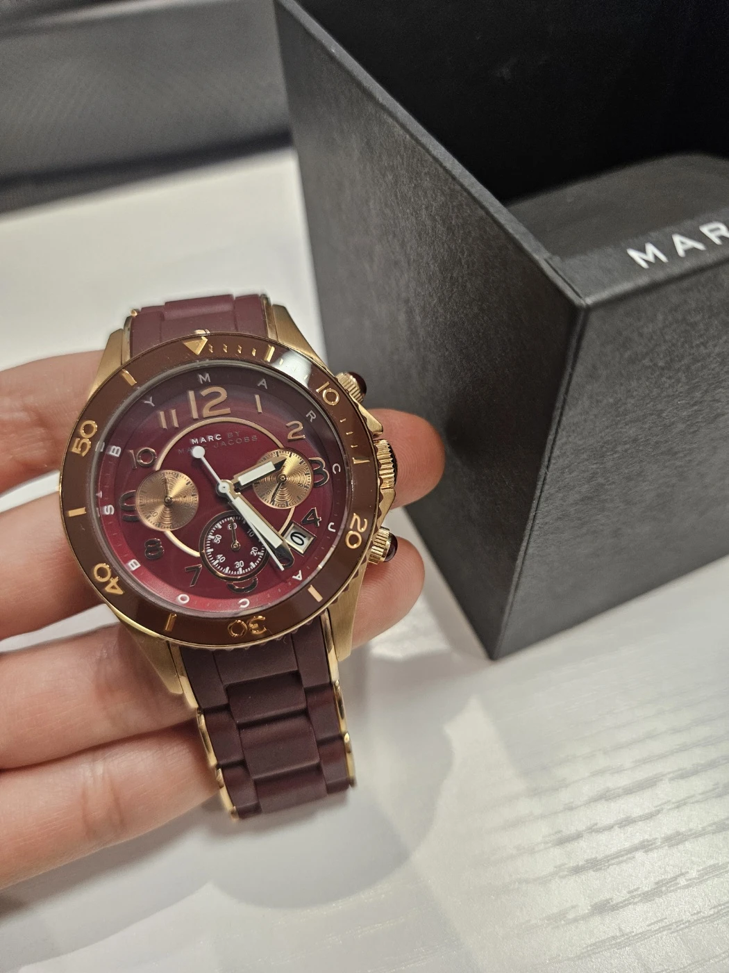 Marc by Marc Jacobs Chronograph Watch - Burgundy & Gold
