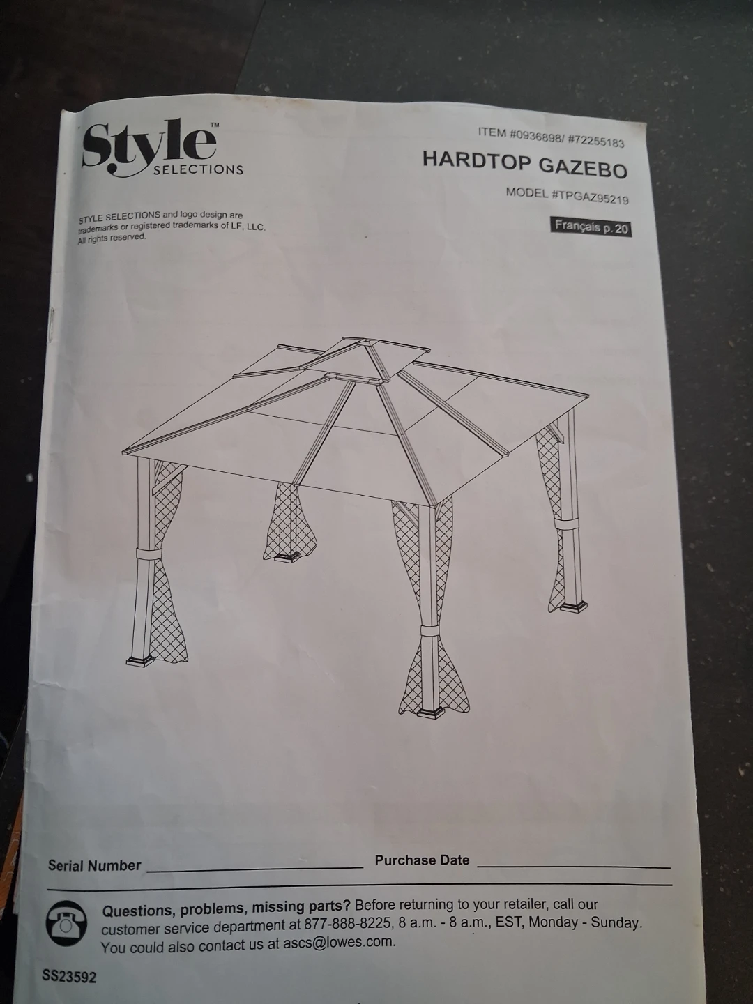 Style Selections Gazebo with Screen - Grey 10×10 FT