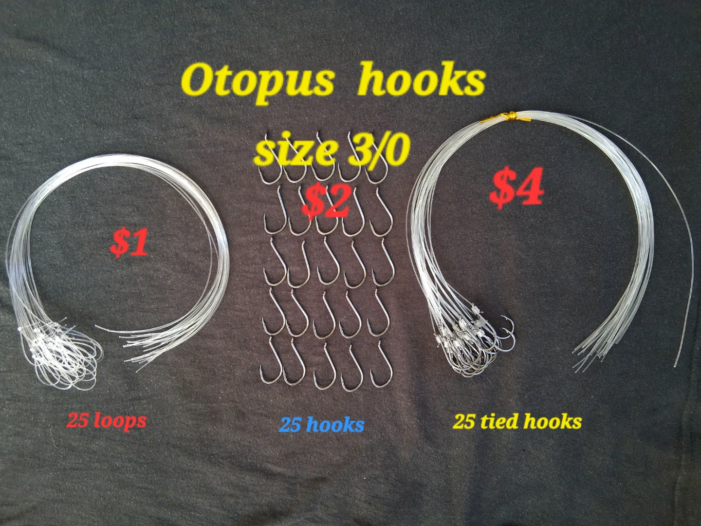 Otopus Hooks Size 3/0 Fishing Gear