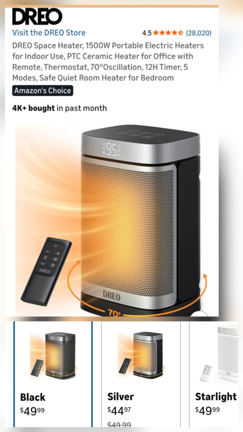 Dreo Space Heater 1500W Portable Electric Heater 2x