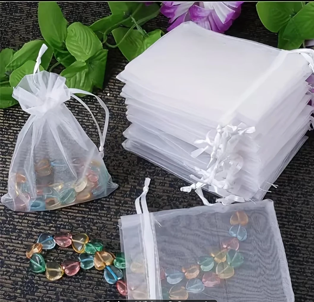 White Organza Gift Bags (Set of 25)