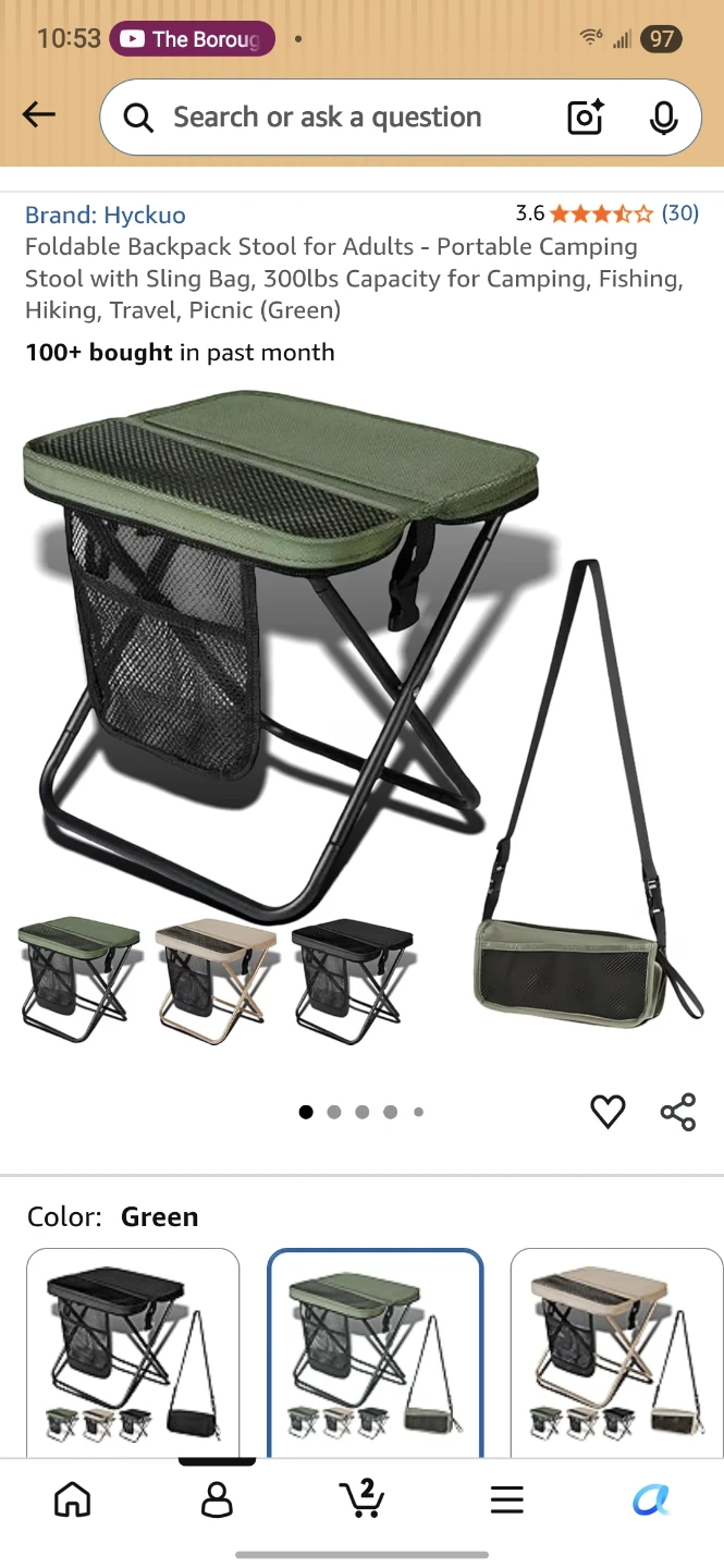 Hyckuo Foldable Backpack Stool - Green - photo 2