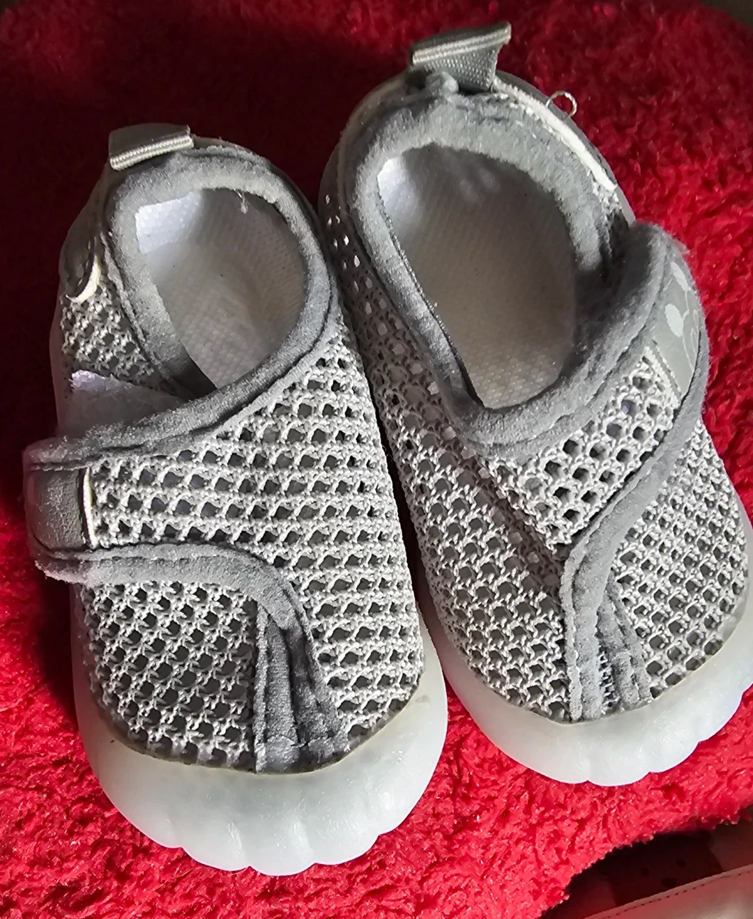 Gray Mesh Toddler Shoes with Velcro Strap
