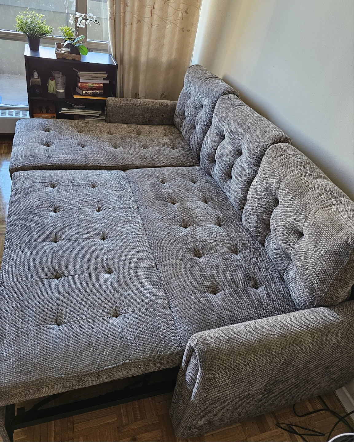 Grey and Cozy Sofa-Bed with storage for sale