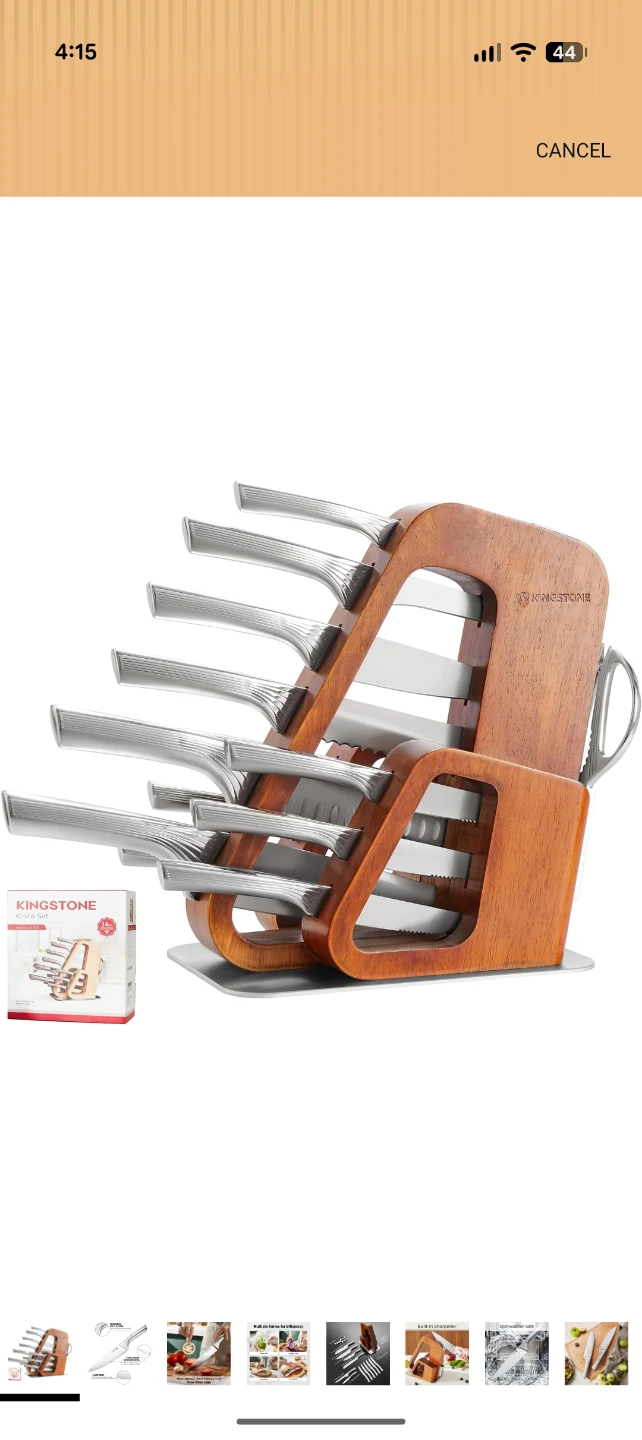 Kingstone 14-Piece Knife Block Set with Built-in Sharpener