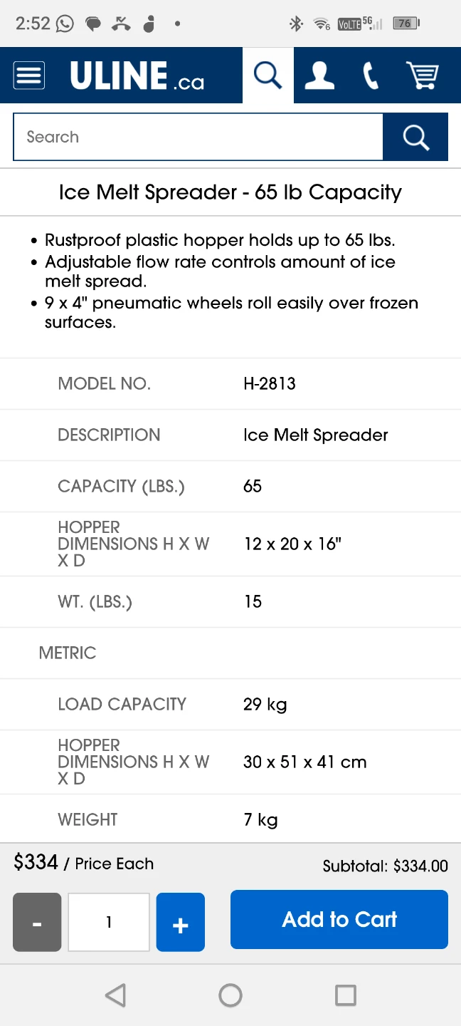 Uline H-2813 Ice Melt Spreader - 65 lb Capacity - photo 2