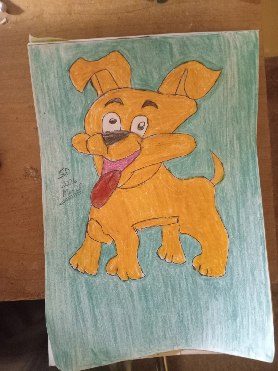 Orange Dog with a Green Background Drawing - photo 3