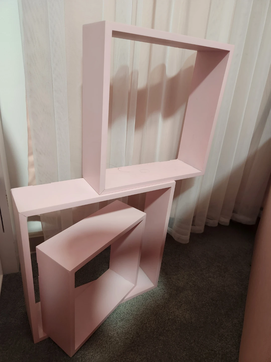 Pink Square Floating Wall Shelves Set