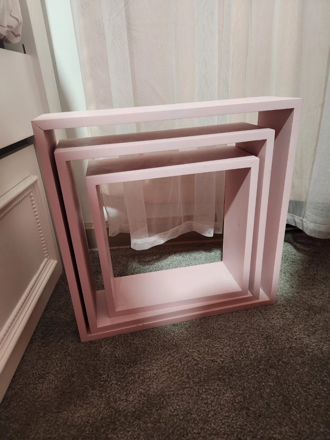 Pink Square Floating Wall Shelves Set - photo 2
