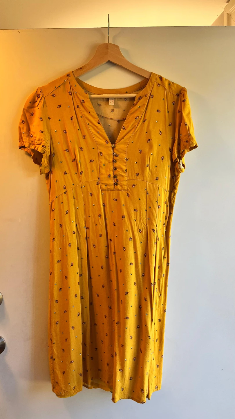 Esprit Yellow Floral Dress - Size UK 12